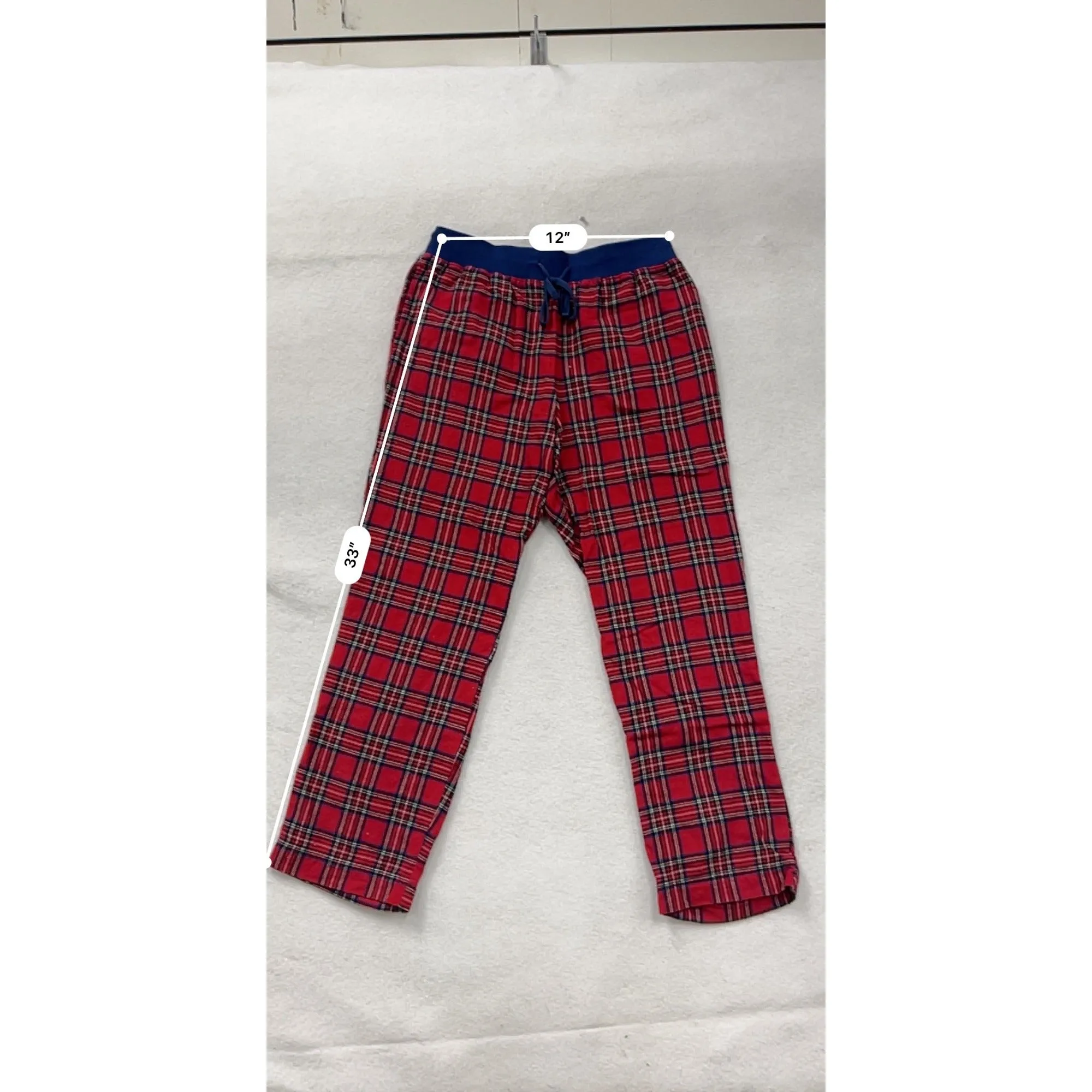 L.L.Bean Mens Red Plaid Pajama Pants S Elastic Waistband With Drawstring Comfortable Sleepwear #6864