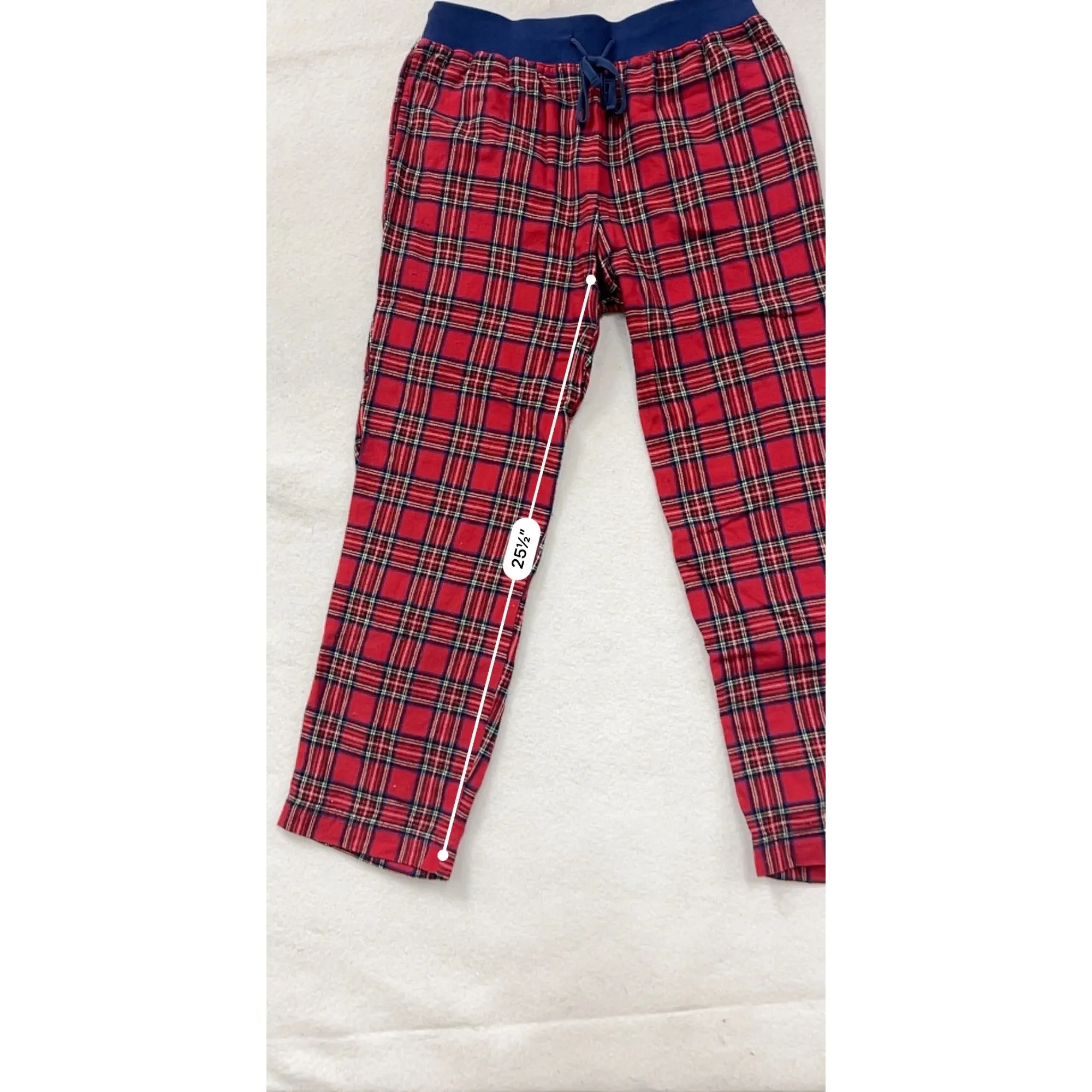 L.L.Bean Mens Red Plaid Pajama Pants S Elastic Waistband With Drawstring Comfortable Sleepwear #6864