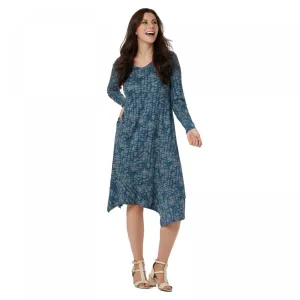 LOGO by Lori Goldstein Printed Midi Shift Dress with Asymmetric Hem