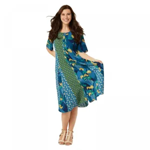 LOGO by Lori Goldstein Women's Woven Mixed Print Dress
