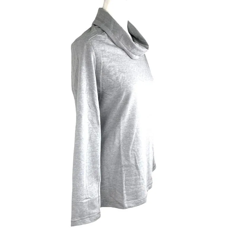 Long Sleeve Gray Cowl Neck Petite M Tops Women's Sweaters
