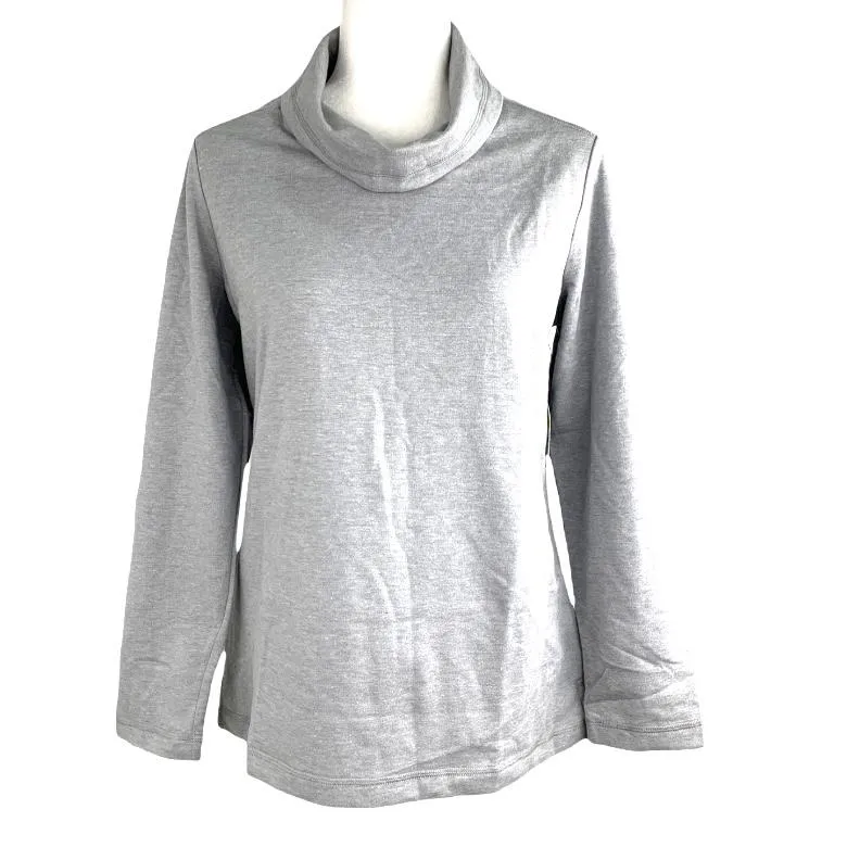 Long Sleeve Gray Cowl Neck Petite M Tops Women's Sweaters