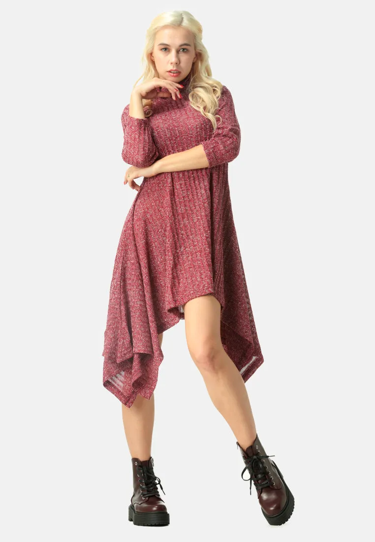 long sleeve irregular hem sweater dress