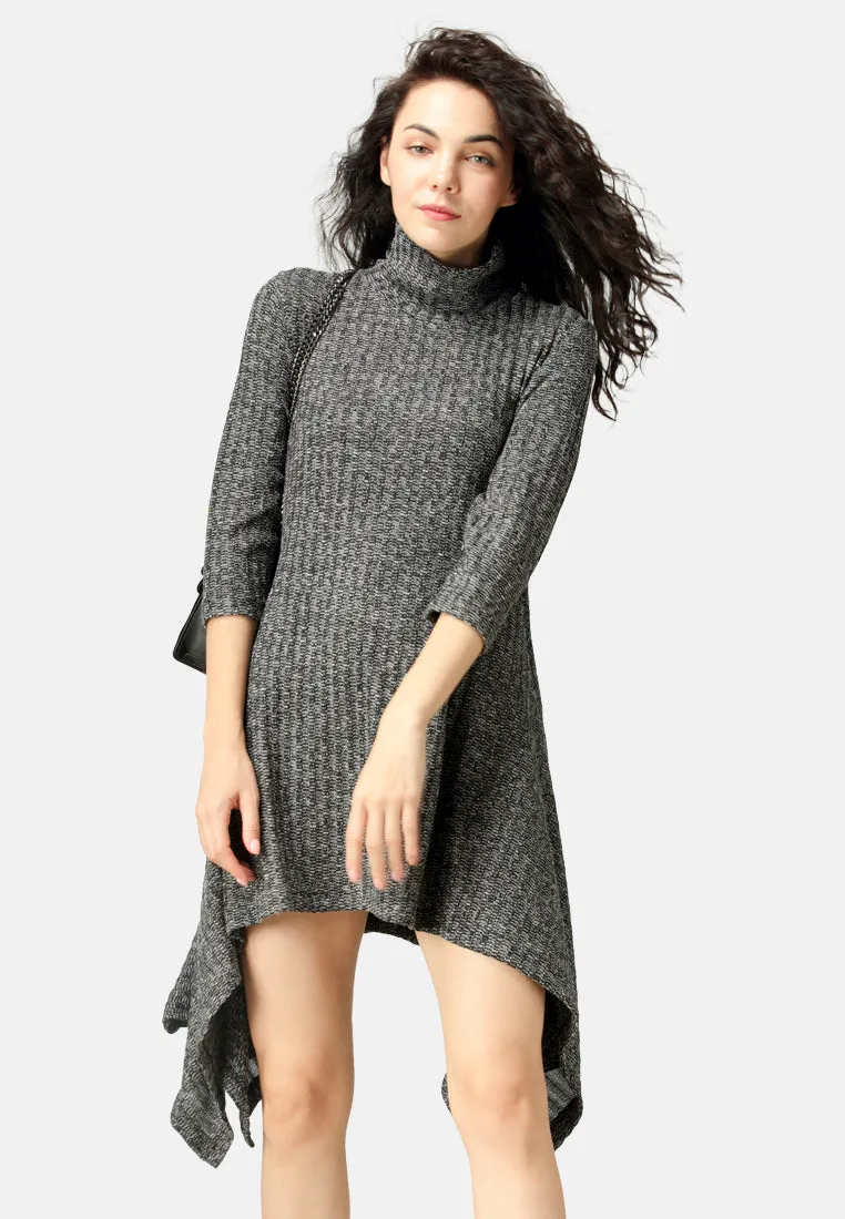 long sleeve irregular hem sweater dress