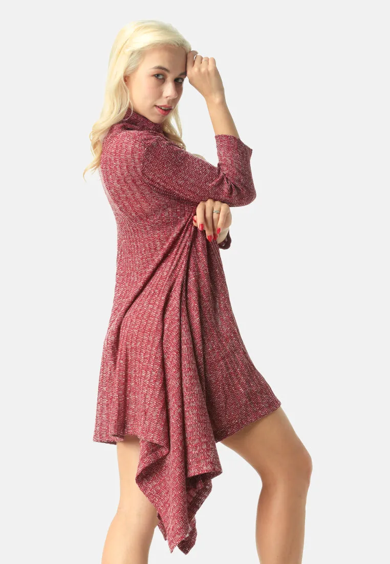 long sleeve irregular hem sweater dress