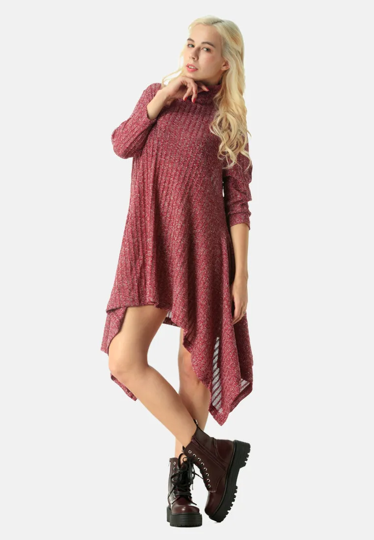 long sleeve irregular hem sweater dress