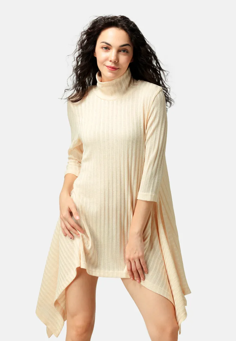 long sleeve irregular hem sweater dress