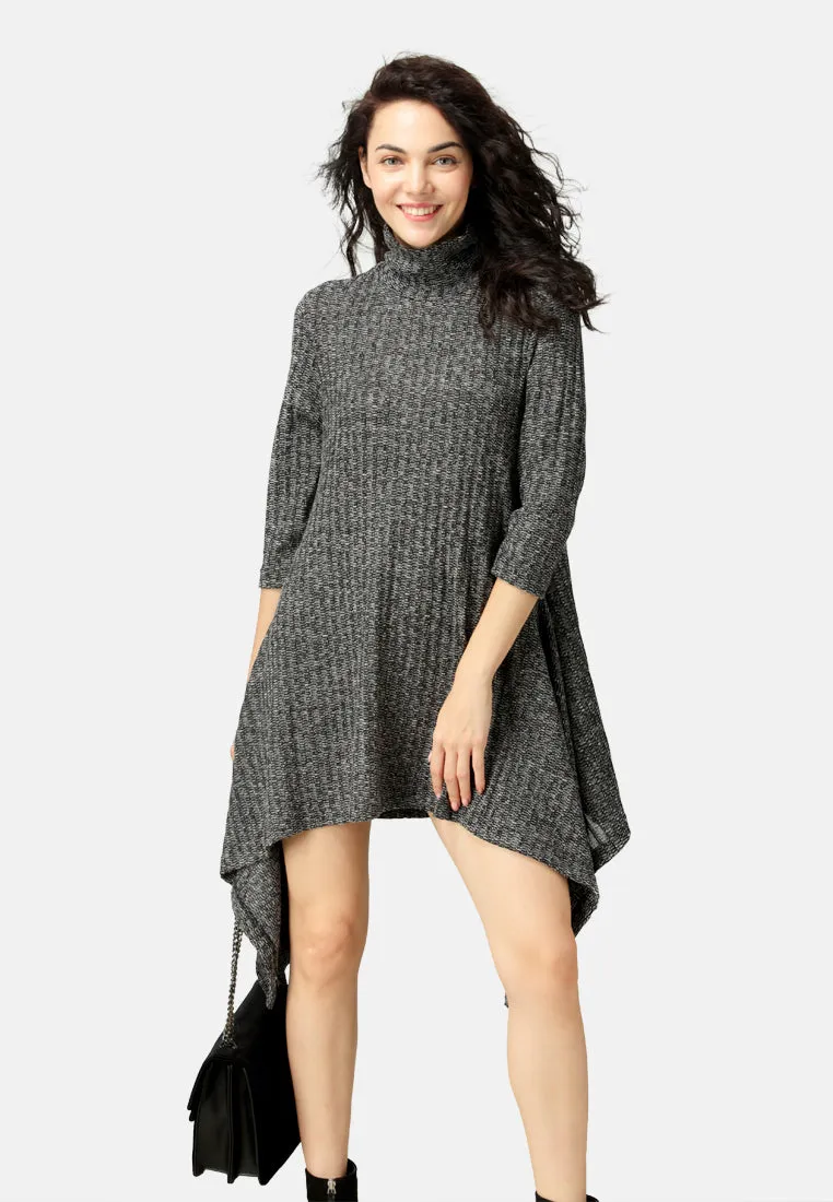 long sleeve irregular hem sweater dress