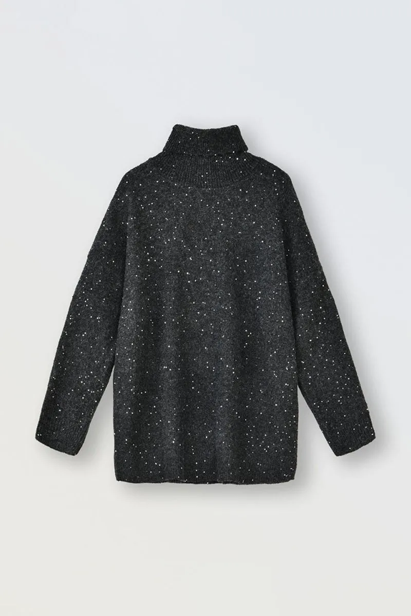 LOOSE SEQUIN TURTLENECK SWEATER