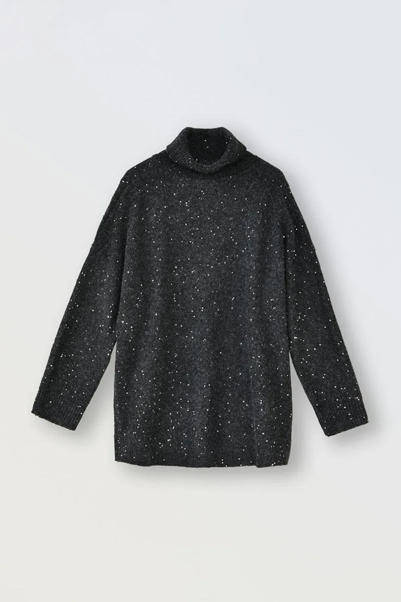 LOOSE SEQUIN TURTLENECK SWEATER
