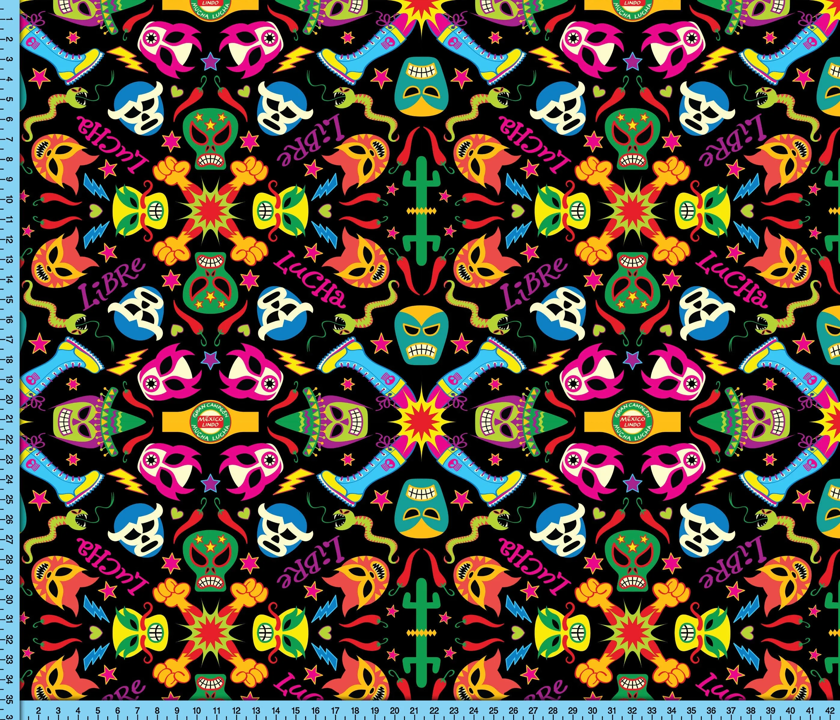 Lucha Libre Mexican Wrestlers Fabric By the Yard, Luchador Masks Printed on your choice of fabrics for Shirts, Pants, Upholstery and more