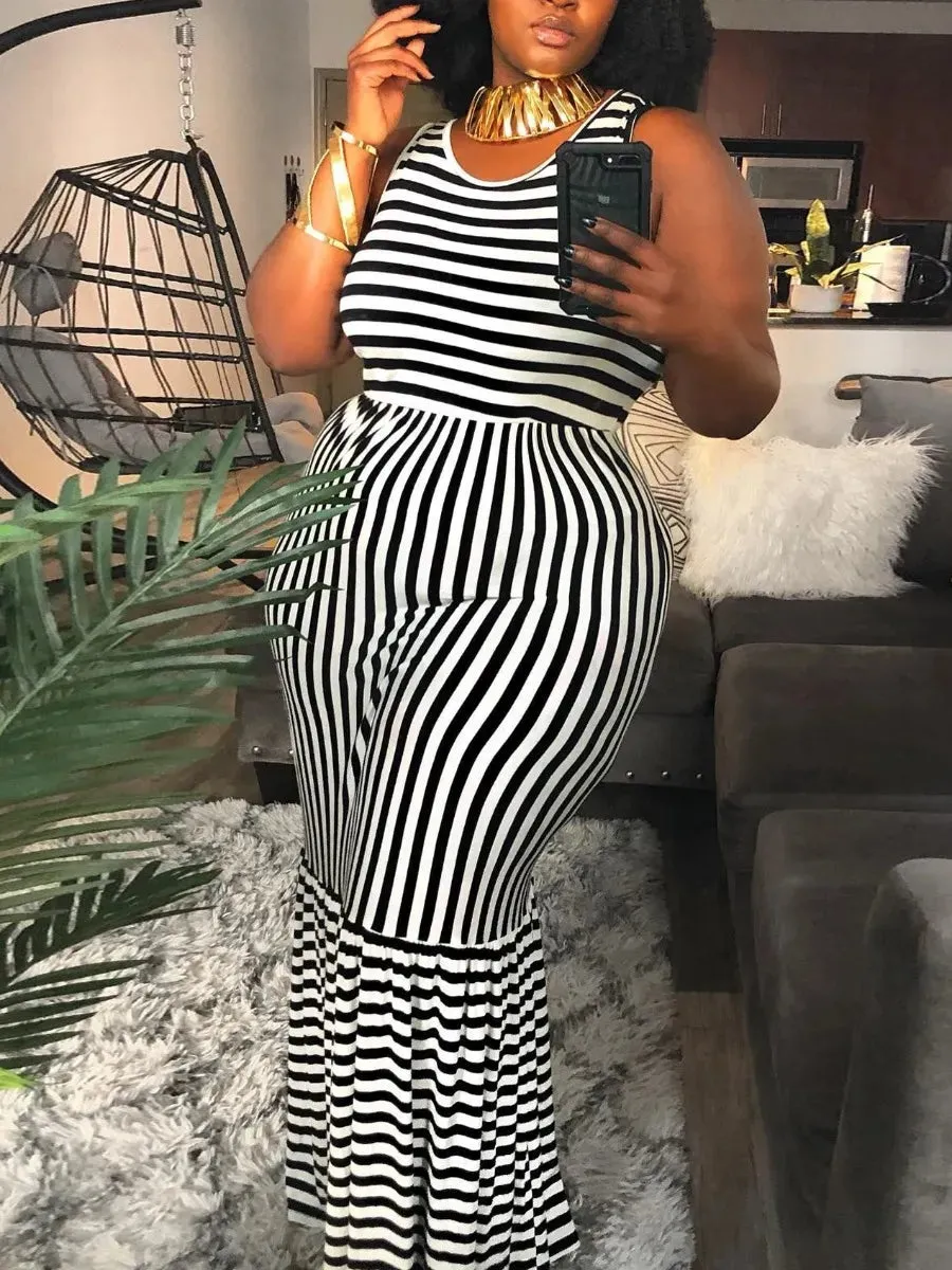 LW Plus Size Striped Bodycon Cami Dress Summer Sleeveless Dress Women&#39;s Tank Top Bodycon Mini Club Dress Dresses maxi dress