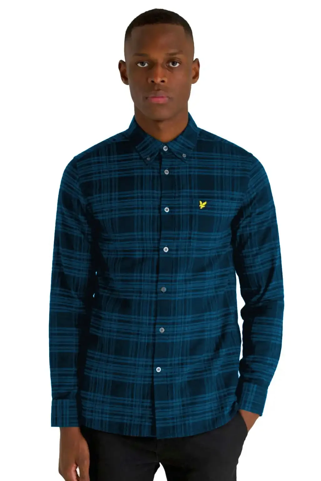Lyle & Scott Mens Check Flannel Shirt LW1904V Apres Navy