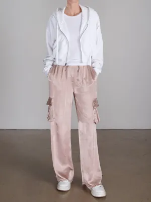 Mason Cargo Pant in Vintage Satin - Nude