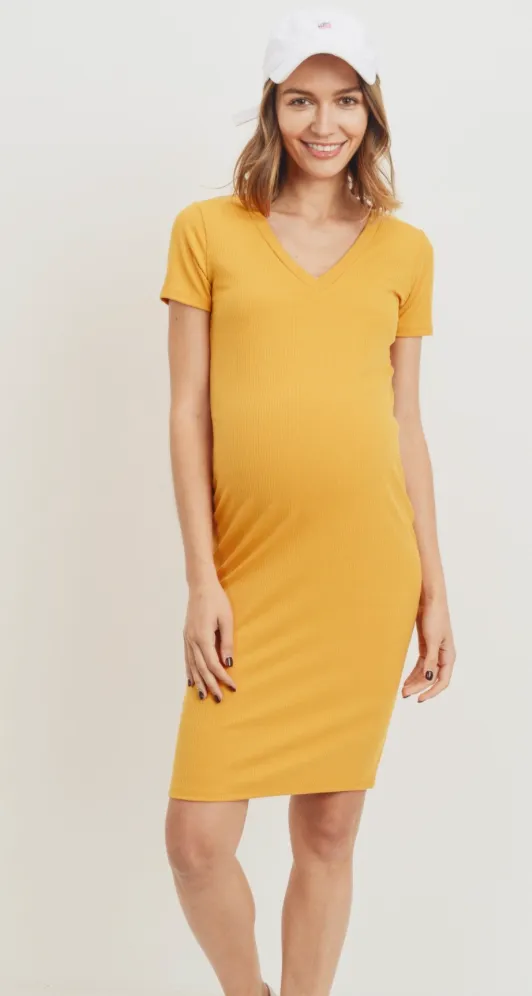 Megan V-Neck Ribbed Dress