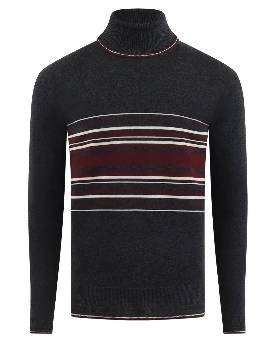 Men Wool Turtle Neck Black/Red