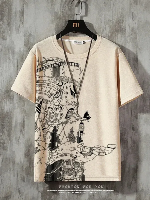 Men's Anime Casual Crew Neck T-Shirt