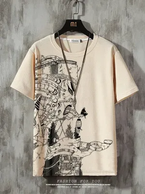 Men's Anime Casual Crew Neck T-Shirt
