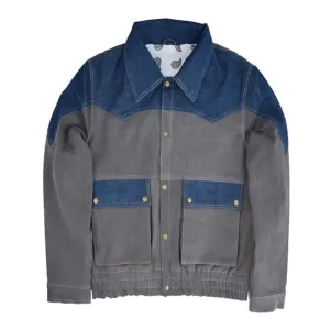 Men's Denim and Grey Western Jacket