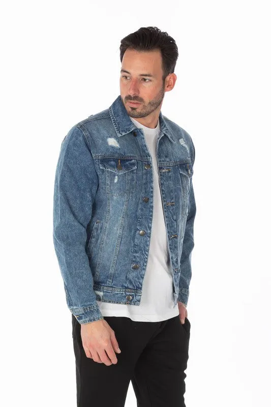 Men's Denim Distressed Jacket