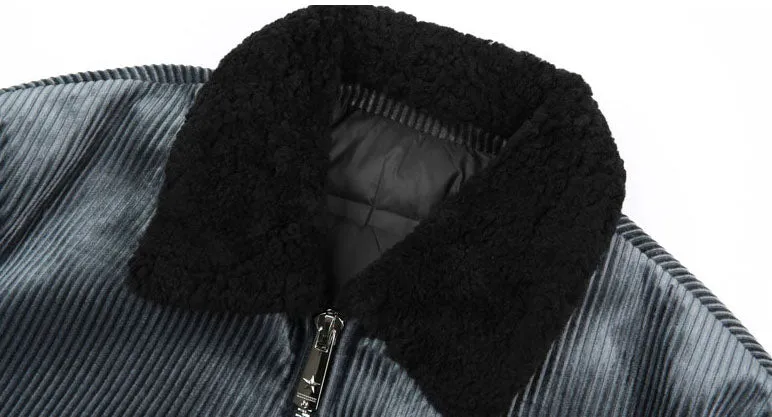 Men's Down Jacket with Elastic Band Cuffs and Flap Pockets