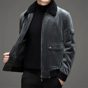 Men's Down Jacket with Elastic Band Cuffs and Flap Pockets