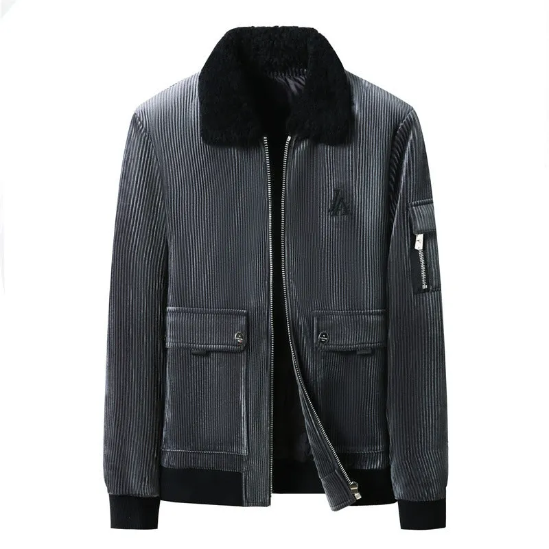Men's Down Jacket with Elastic Band Cuffs and Flap Pockets