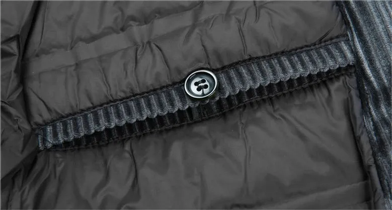Men's Down Jacket with Elastic Band Cuffs and Flap Pockets