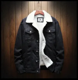 Mens Light Blue Winter Jean Jackets Outerwear Warm Denim Coats