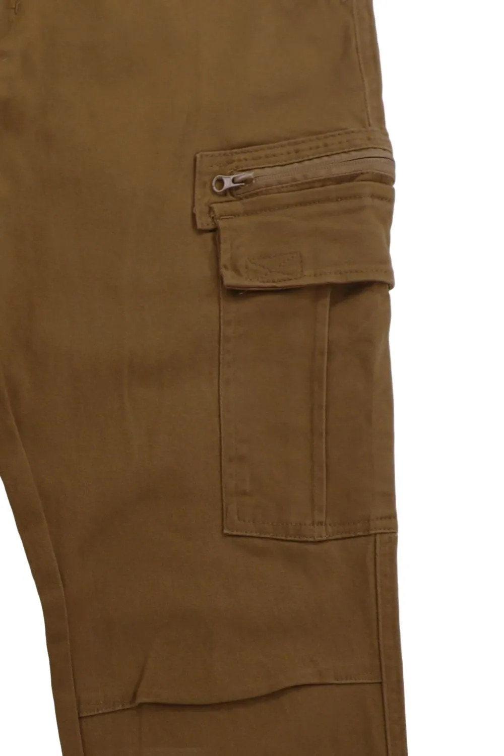 MENS STRETCH TWILL CARGO PANTS WITH PEACH EFFECT - TOBACCO