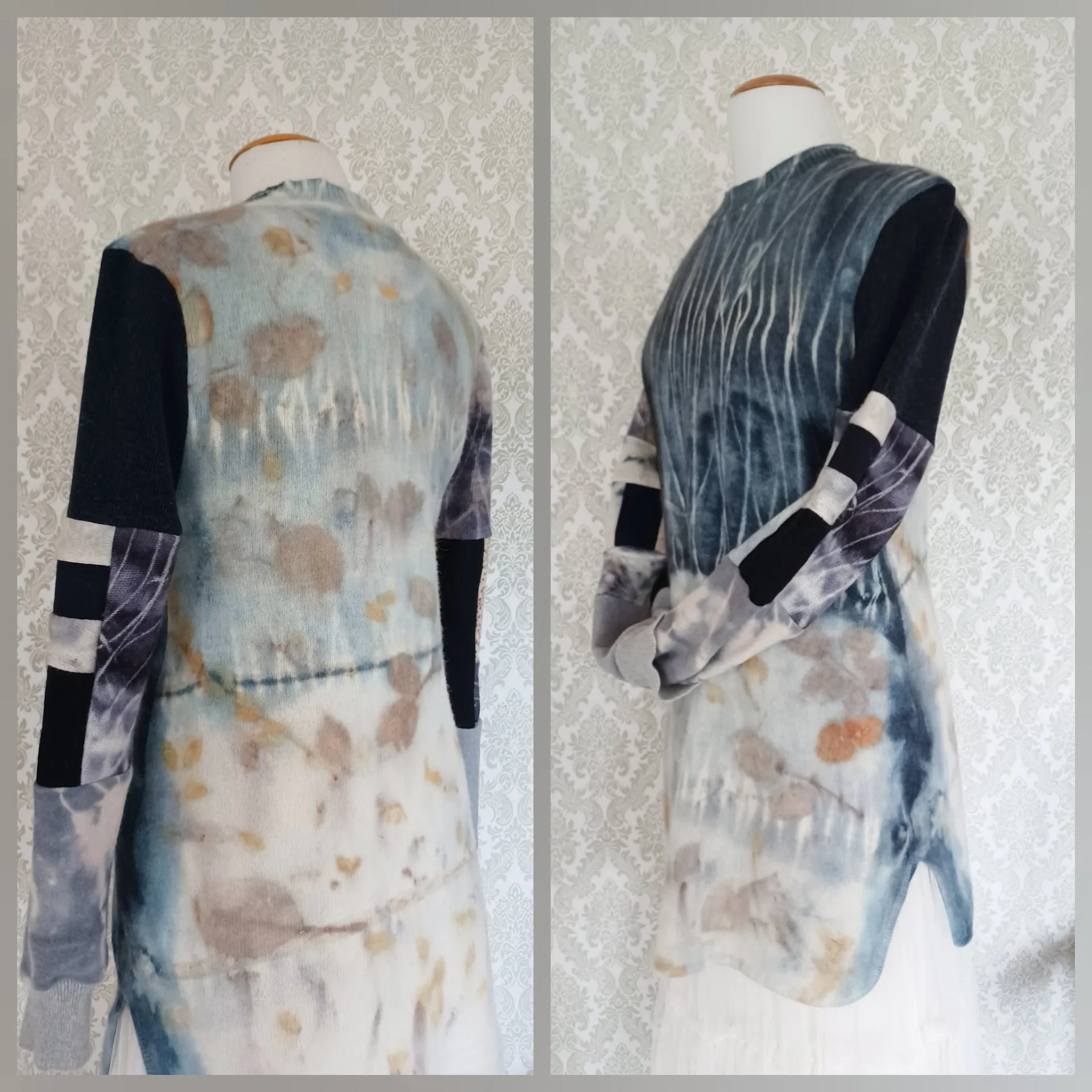 Midnight Meadow Long Aqua Eco Print Pullover