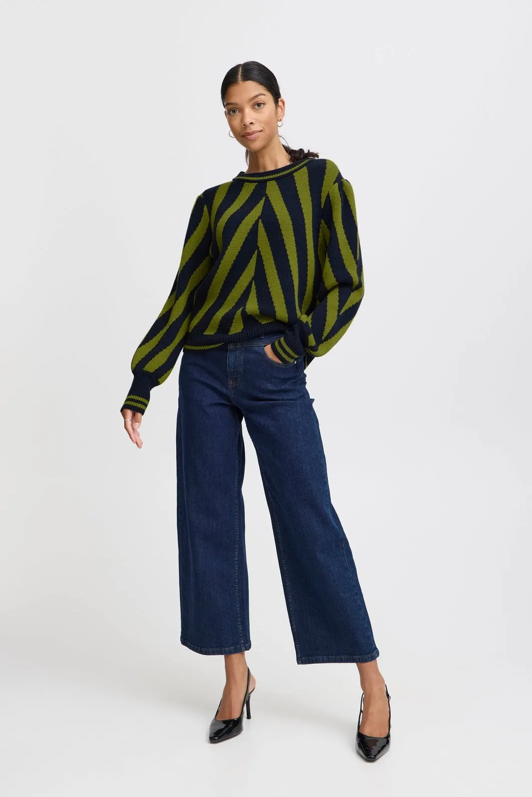 Milo Striped Knit Jumper - Woodbine Mix