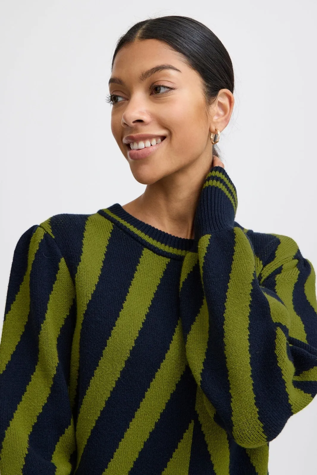 Milo Striped Knit Jumper - Woodbine Mix