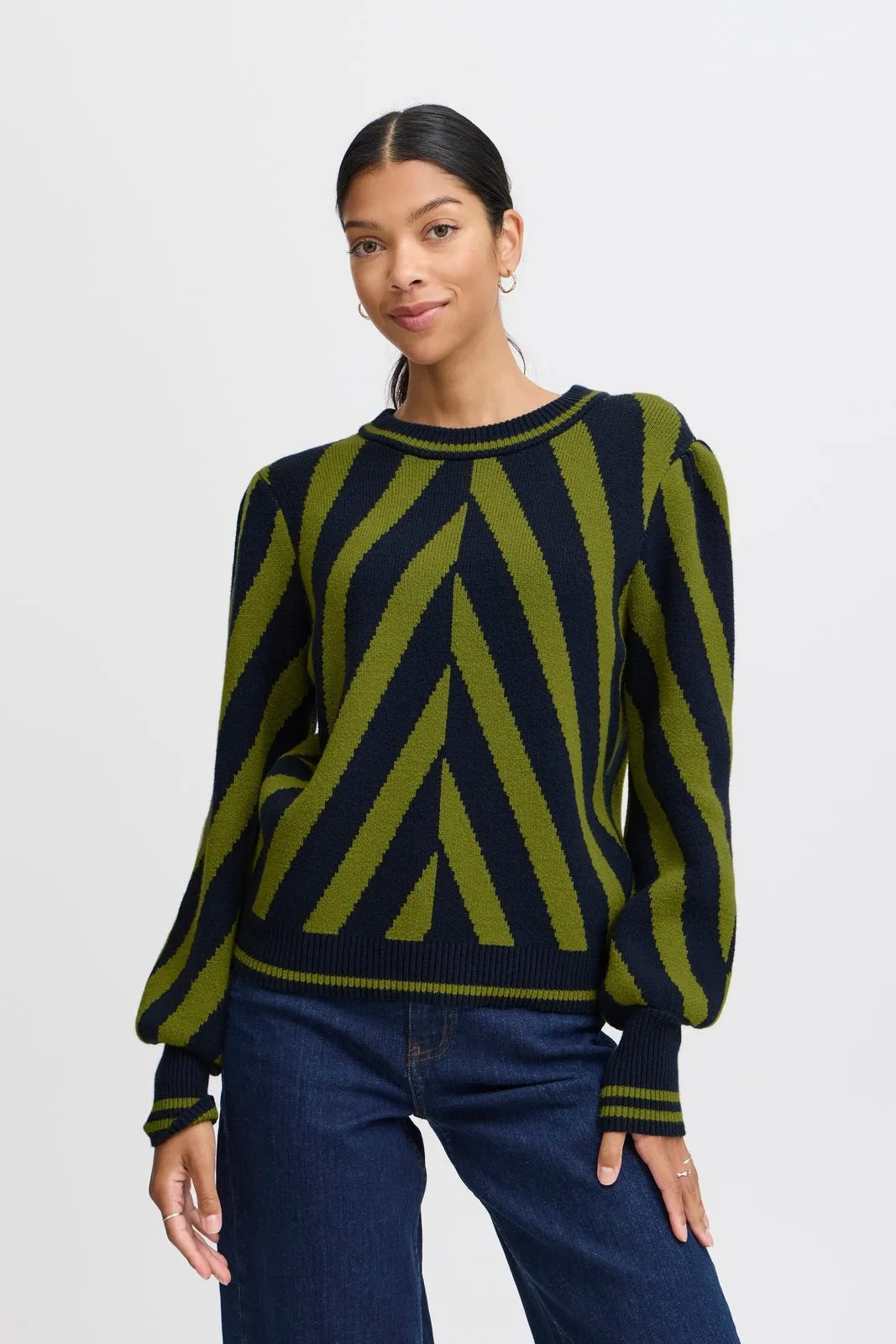 Milo Striped Knit Jumper - Woodbine Mix