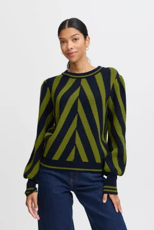 Milo Striped Knit Jumper - Woodbine Mix