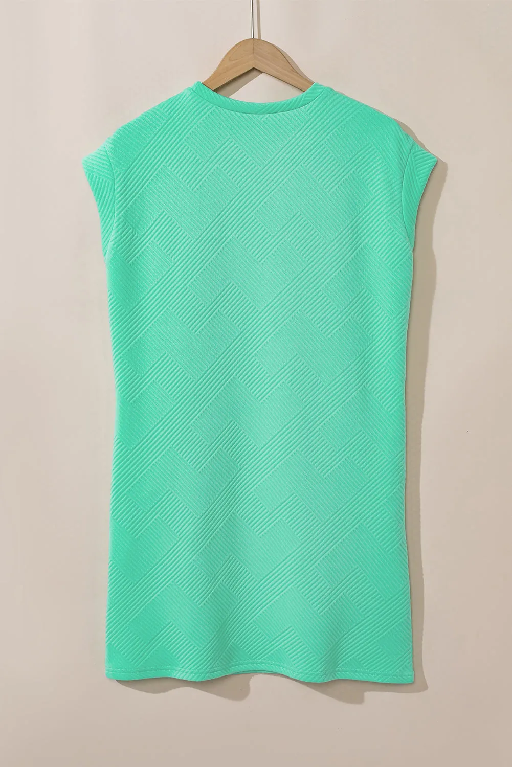 Mint Green Textured Cap Sleeve T Shirt Dress