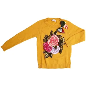 Monnalisa - Girls Warm Sweater With Roses and Bow - 4Y