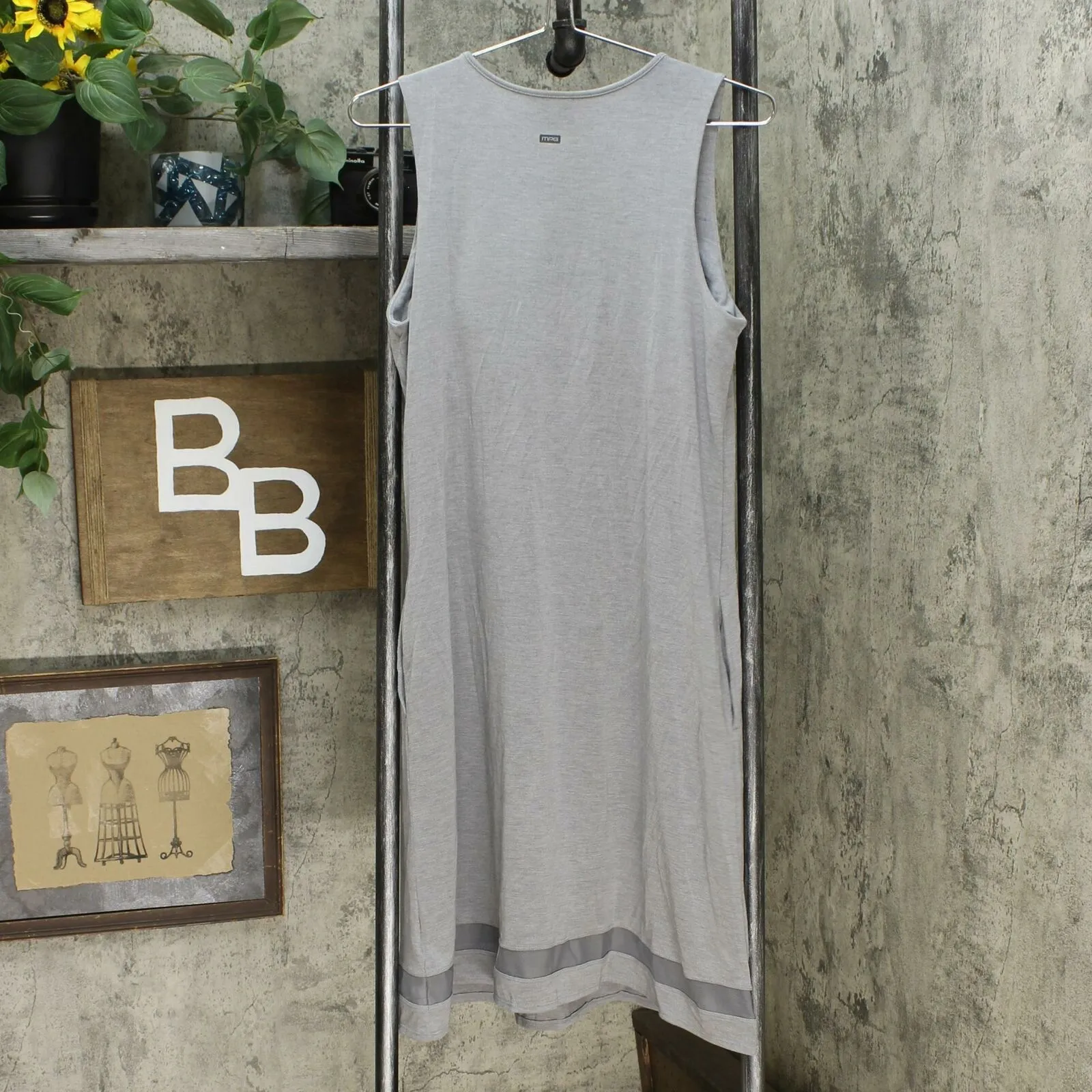 MPG Women's Everyday Dress With Built In Bra Gray Medium