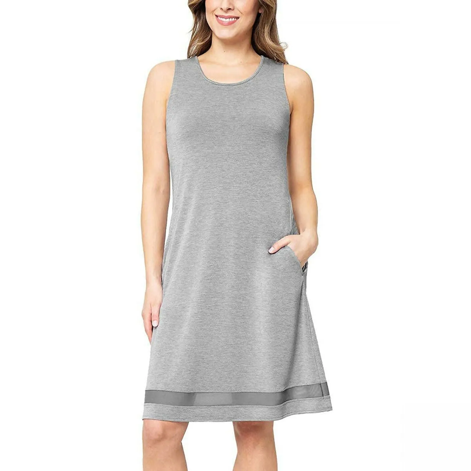 MPG Women's Everyday Dress With Built In Bra Gray Medium