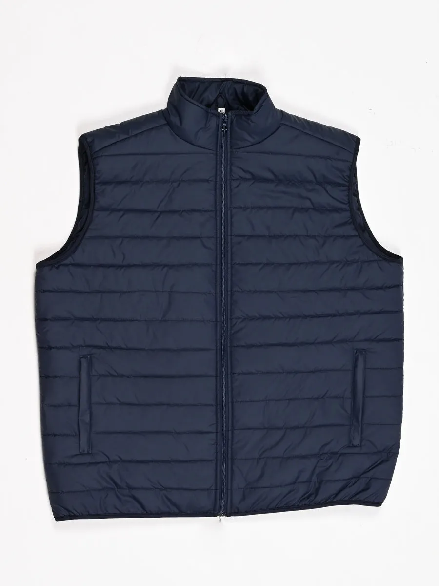 Navy Blue Sleeveless Puffer Gilet Jacket