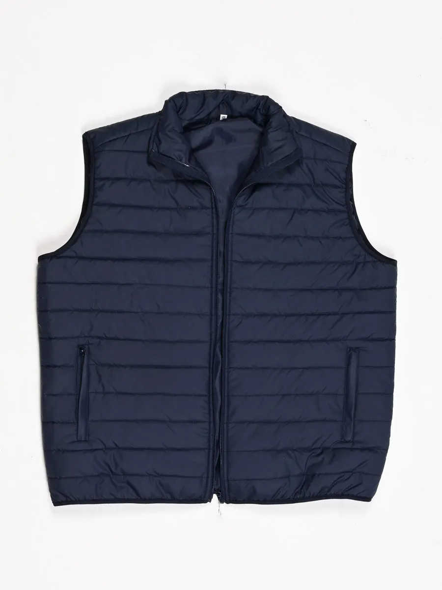 Navy Blue Sleeveless Puffer Gilet Jacket