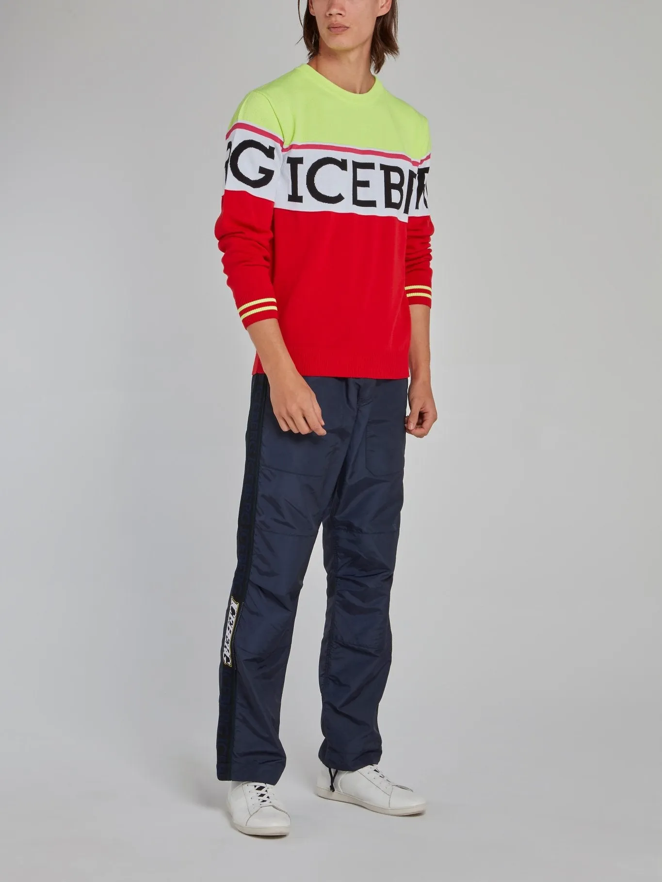 Navy Logo Side Stripe Drawstring Pants