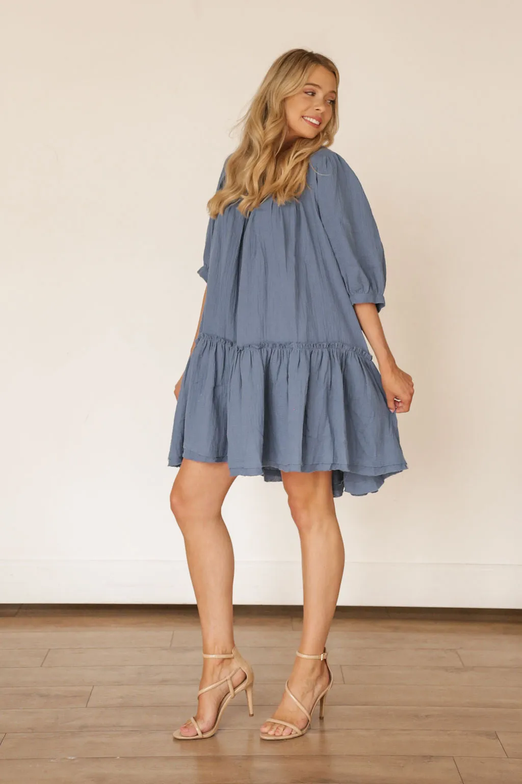 Nina Pocket Swing Dress (Blue)