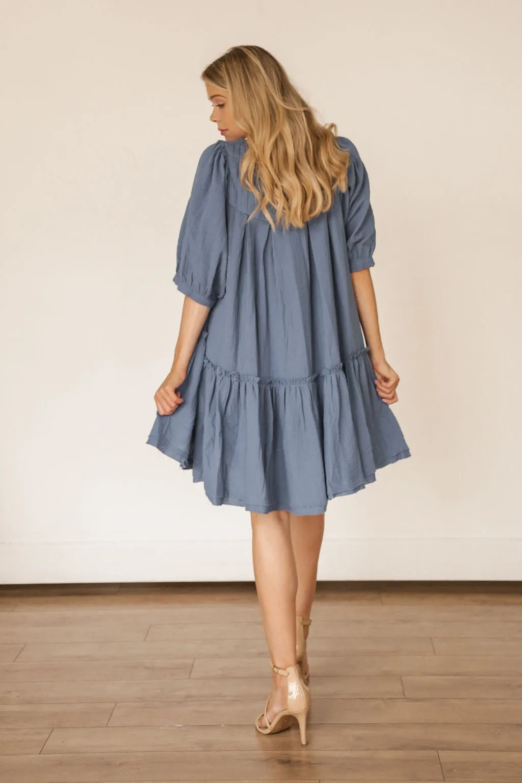 Nina Pocket Swing Dress (Blue)