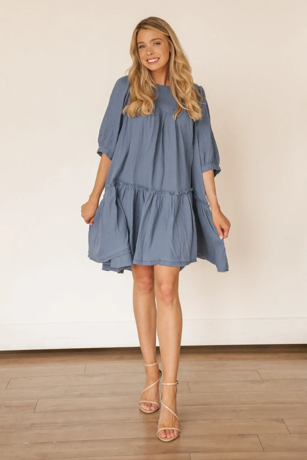 Nina Pocket Swing Dress (Blue)
