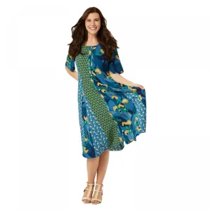 NWT LOGO By Lori Goldstein Woven Mixed Print Dress. A354574-Plus Plus 2X