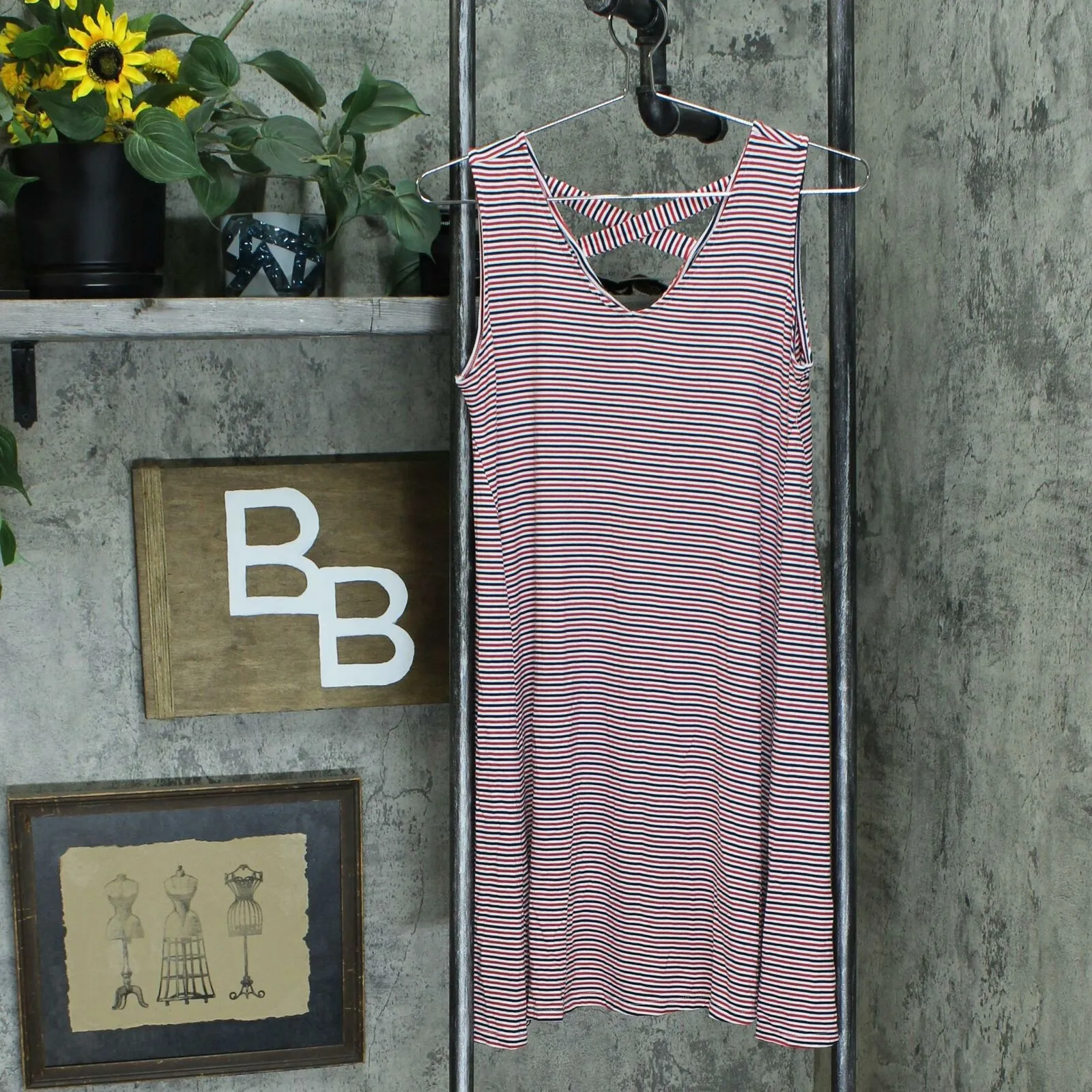 NWT Style & Co. Petite Sleeveless Cross Back Knit Swing Dress. 100100563PT