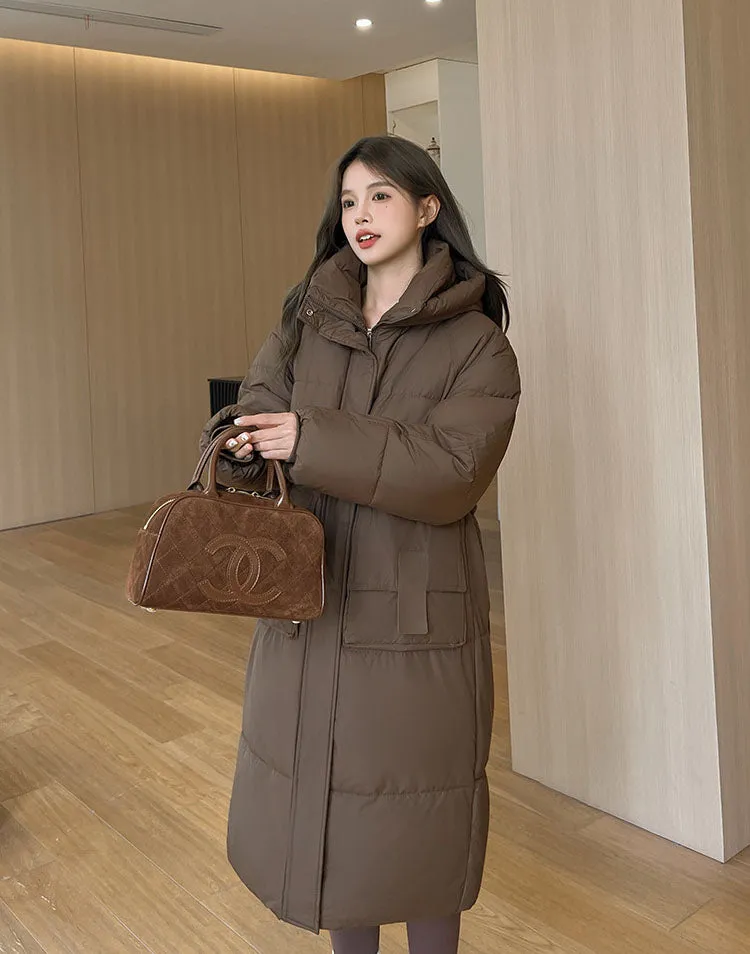 Oversized Women's Hooded Padded Jacket with Elastic Band Cuff