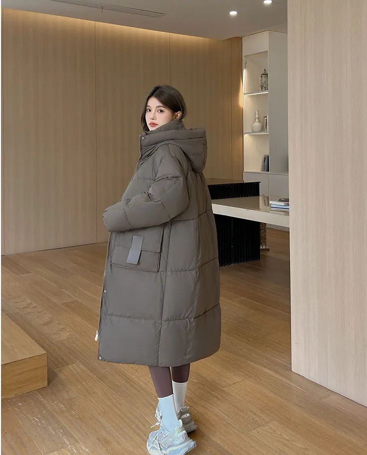 Oversized Women's Hooded Padded Jacket with Elastic Band Cuff