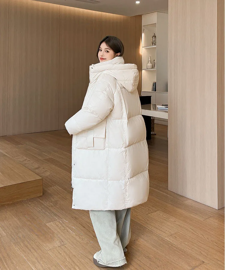Oversized Women's Hooded Padded Jacket with Elastic Band Cuff